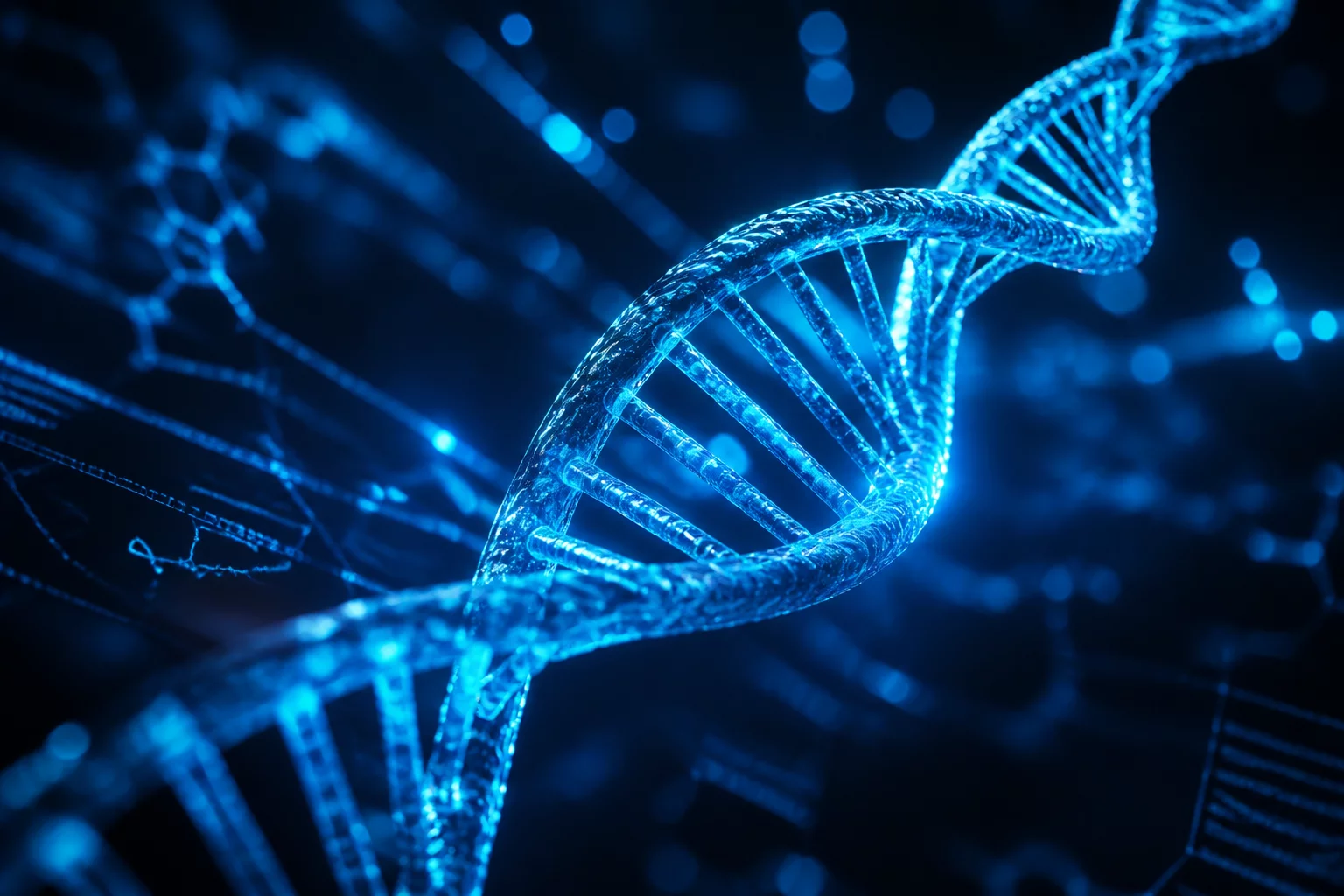 Genetic DNA Helix Blueprint Visualization